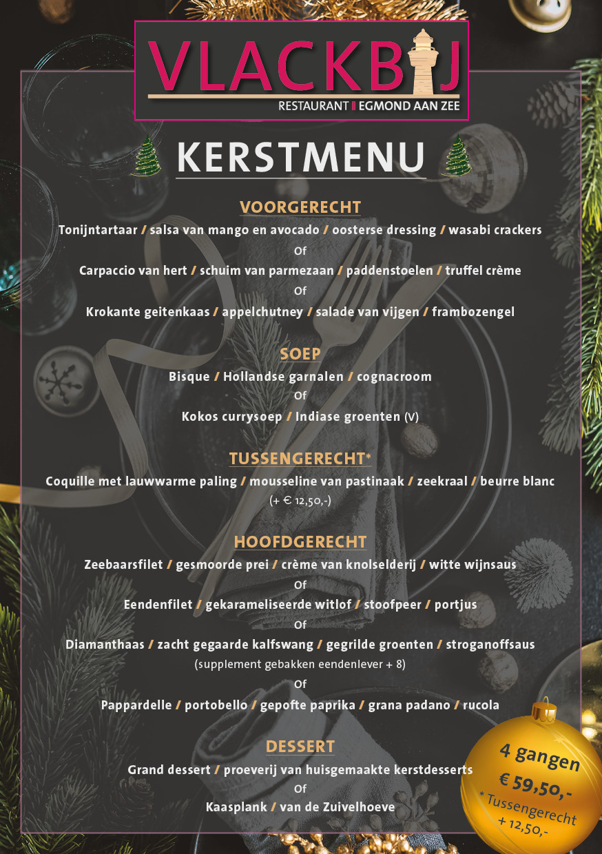 Kerst menu restaurant Egmond aan zee